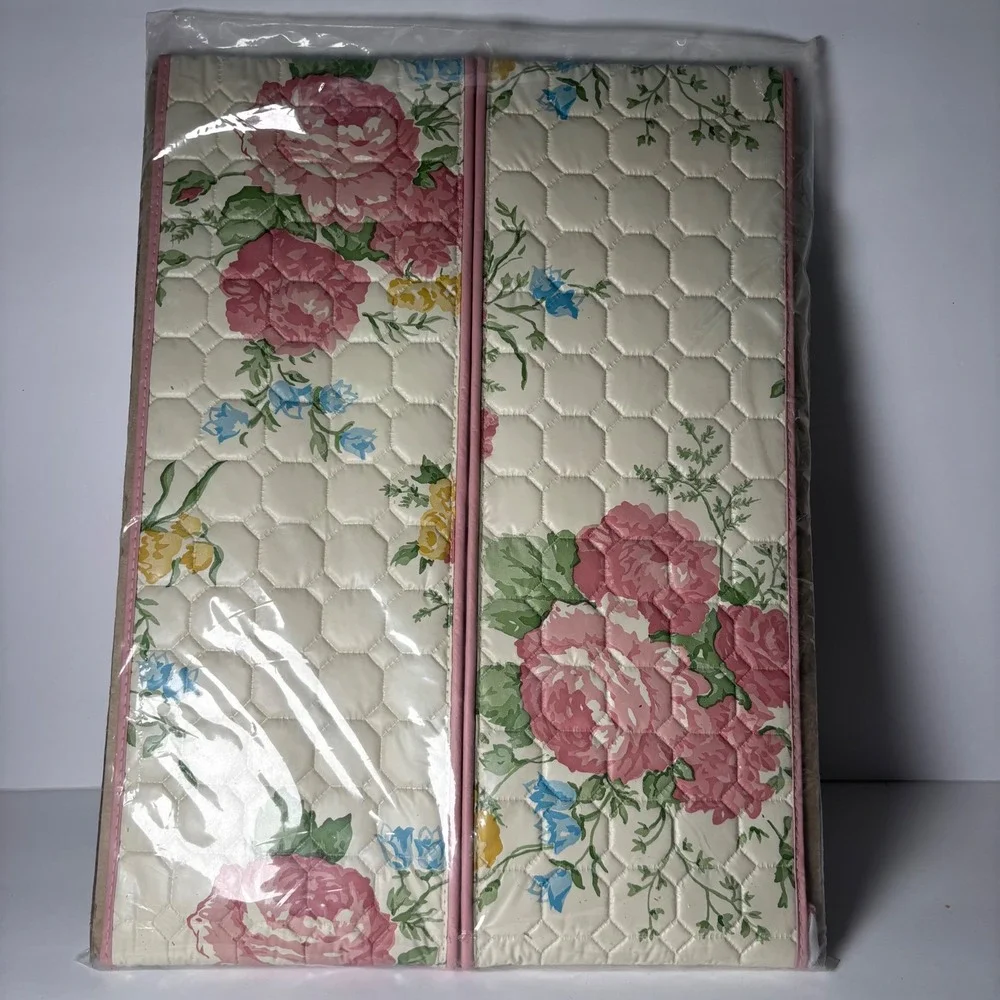 English Rose Storage Dress Bag 54x20x14.5 Pink Floral Quilted Vintage Prestige